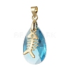 Ocean Themes Alloy & Glass Teardrop Pendants PALLOY-JF03880-3