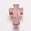 Brass Micro Pave Cubic Zirconia Beads ZIRC-G087-28RG-1