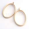 Matte Style Rack Plating Alloy Oval Open Back Bezel Pendants X-PALLOY-S047-26C-FF-1