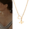 1Pc Letter & Heart Stainless Steel Lariat Necklaces for Women NJEW-LP0002-87G-N-1