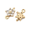 Brass Pave Cubic Zirconia Flower Links Connector Charms KK-H089-34G-02-4