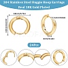 12 Pairs 202 Stainless Steel Huggie Hoop Earrings with 316 Surgical Stainless Steel Pins EJEW-SC0001-40G-2
