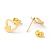 Double Heart Stud Earrings with 316 Stainless Steel Pins and Crystal Rhinestone Pendant SJEW-F218-03G-3