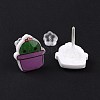 Acrylic Cute Plants Stud Earrings with Plastic Pins for Women EJEW-F293-01D-2