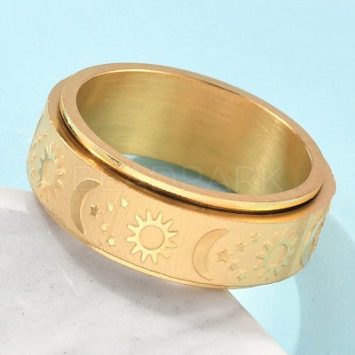 Star & Moon & Sun 304 Stainless Steel Rotatable Finger Ring PW-WG61315-09-1
