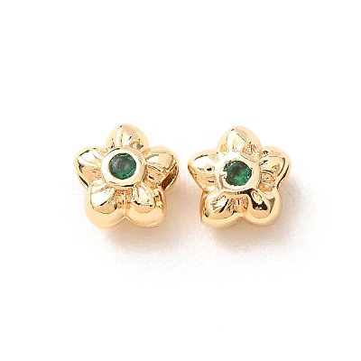 Brass Pave Cubic Zirconia Spacer Beads KK-F942-26G-01-1