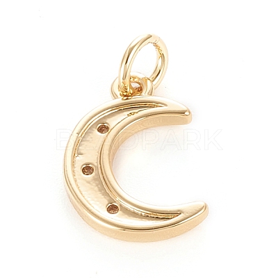 Brass Micro Pave Clear Cubic Zirconia Pendants X-KK-O126-22G-1