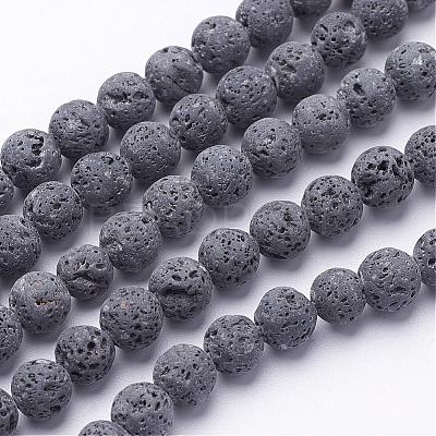 Unwaxed Natural Lava Rock Bead Strands G-F309-12mm-1