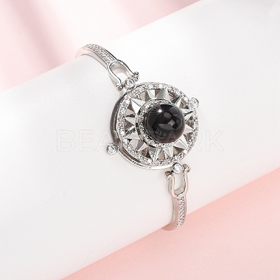 Rotating Sun Natural Obsidian Link Bracelets GG-CBA0251-11P-10-1