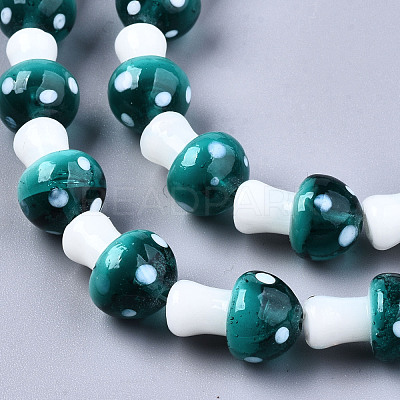 Mushroom Handmade Lampwork Beads Strands LAMP-R116-14-1