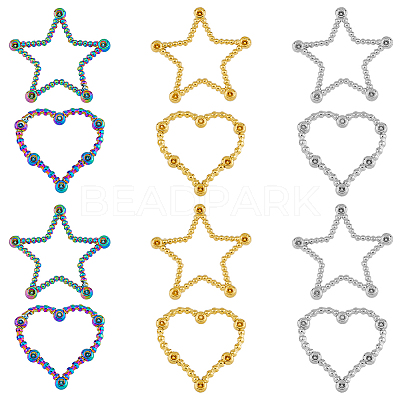 12Pcs 6 Styles Ion Plating(IP) 304 Stainless Steel Linking Ring Rhinestone Settings STAS-FH0002-03-1