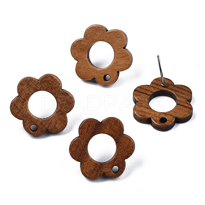 Walnut Wood Stud Earring Findings MAK-N032-016-1