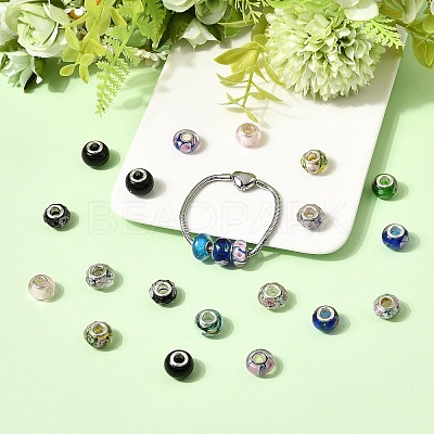 Rondelle Mixed Style Handmade Lampwork European Large Hole Beads LPDL-R007-1