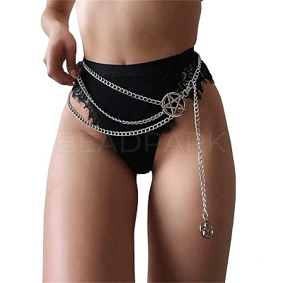 Pentagram Alloy with Aluminium 3 Layer Waist Belly Chains for Women FS-WGF67DF-01-1