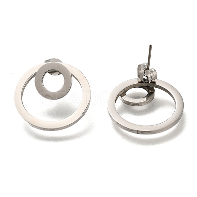 304 Stainless Steel Stud Ring Stud Earrings EJEW-C118-02C-1