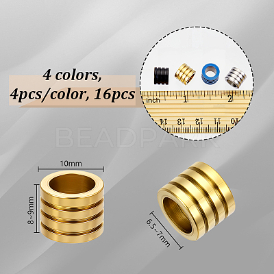 16Pcs 4 Colors 304 Stainless Steel Beads STAS-GA0001-88-1