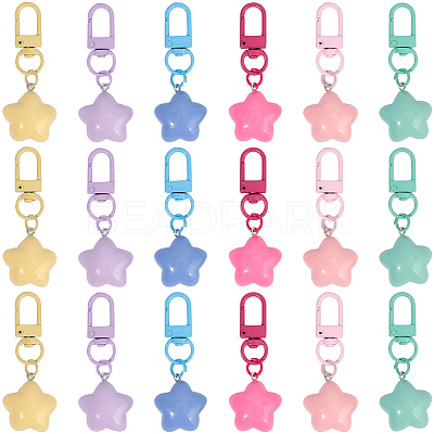 18Pcs 6 Colors Resin Star Pendant Decoraitons FIND-BBC0004-92-1