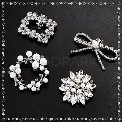 8Pcs 4 Styles Detachable Alloy Rhinestone Shoe Buckle Clips FIND-PH0021-57-1