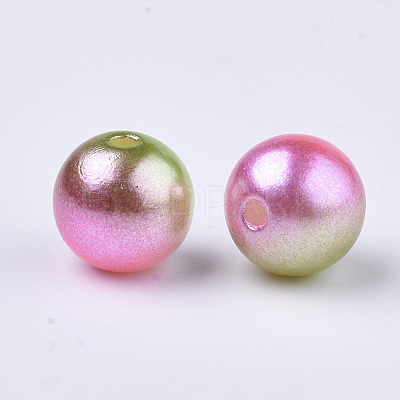 Rainbow ABS Plastic Imitation Pearl Beads OACR-Q174-12mm-08-1