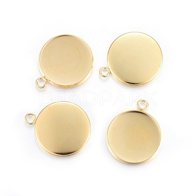 Rack Plating 304 Stainless Steel Pendant Cabochon Settings STAS-F191-14G-F-1