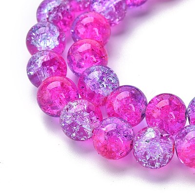 Spray Painted Crackle Glass Beads Strands CCG-Q002-10mm-09-1