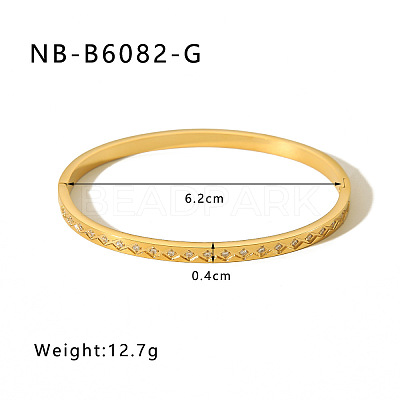 304 Stainless Steel Pave Cubic Zirconia Bangles FS-WG09E60-21-1