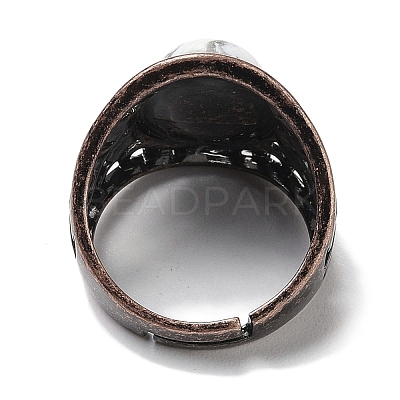 Natural Howlite Oval Adjustable Rings RJEW-K271-06R-25-1