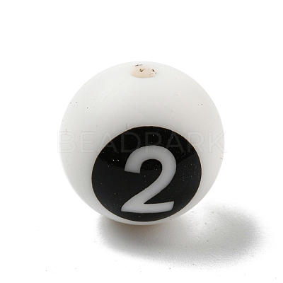 Round with Black Number 2 Silicone Focal Beads SIL-R013-01C-1