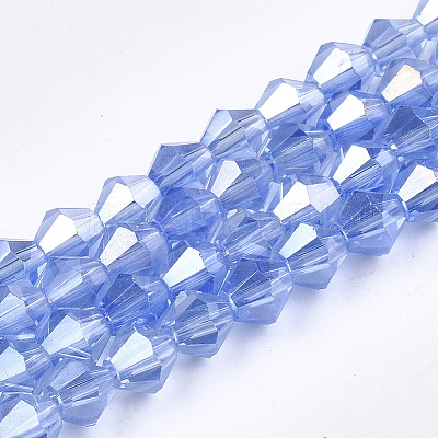 Electroplate Glass Beads Strands X-EGLA-Q118-6mm-B04-1