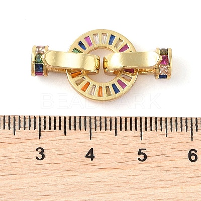 Rack Plating Brass Micro Pave Cubic Zirconia Fold Over Clasps KK-S384-09G-1