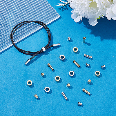 8 Sets 2 Colors Stainless Steel Cord Ends STAS-AR0002-62-1