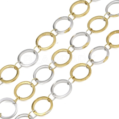 304 Stainless Steel Two Tone Ring Link Chains CHS-G044-05GP-1