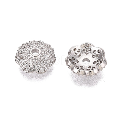 Brass Micro Pave Clear Cubic Zirconia Bead Caps KK-Q071-17P-02-1
