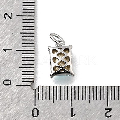 Rectangle Brass with Glass Charms KK-G525-05P-1