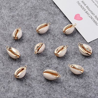 Electroplate Cowrie Shell Links connectors SHEL-CJ0001-01-1