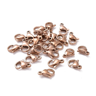 Ion Plating(IP) 304 Stainless Steel Lobster Claw Clasps X-STAS-H353-D-02RG-1
