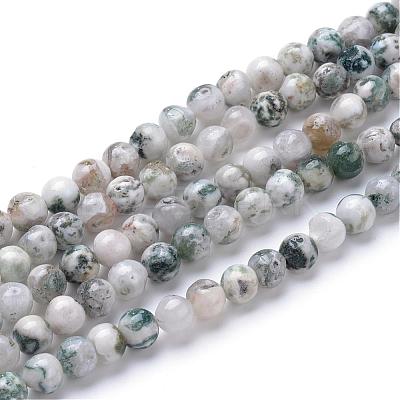 Natural Tree Agate Bead Strands G-R412-25-6mm-1