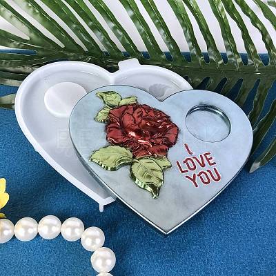 Heart Shaped with Rose Tealight Candle Holder Silicone Molds SIL-Z018-02-1