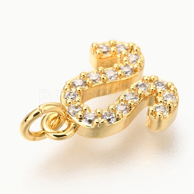 Brass Micro Pave Clear Cubic Zirconia Charms ZIRC-O036-30G-H-1