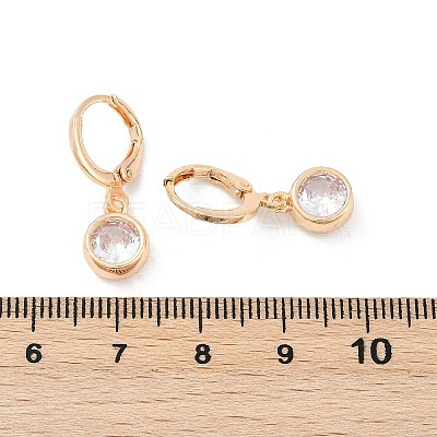 Brass Micro Pave Clear Cubic Zirconia Leverback Earrings EJEW-K300-05G-1