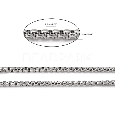 Non-Tarnish 3.28 Feet 304 Stainless Steel Box Chains X-CHS-K001-37B-1