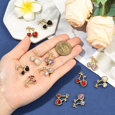 12Pcs 6 Colors Alloy Rhinestone Pendants FIND-YW0011-04-1
