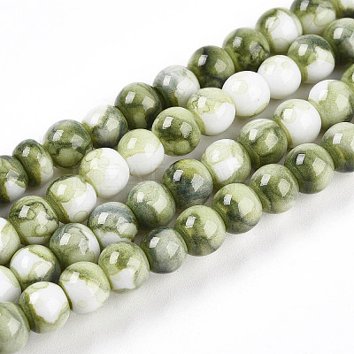 Baking Paint Glass Beads Strands DGLA-N003-6mm-C06-1