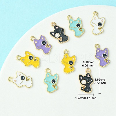 10Pcs 5 Colors Alloy Enamel Pendants ENAM-YW0003-74-1
