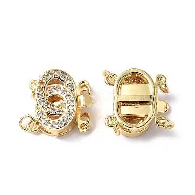 Rack Plating Brass Micro Pave Clear Cubic Zirconia Box Clasps KK-E073-03G-1