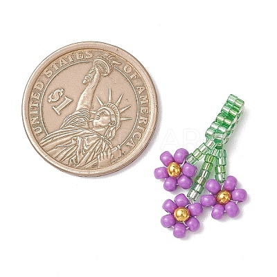 7Pcs 7 Colors Glass Seed Bead Pendants PALLOY-MZ01236-1