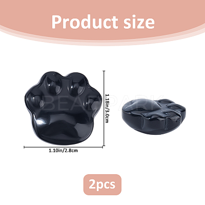 2Pcs Natural Obsidian Carved Figurines Statues for Home Office Desktop Decoration G-FH0002-75A-1