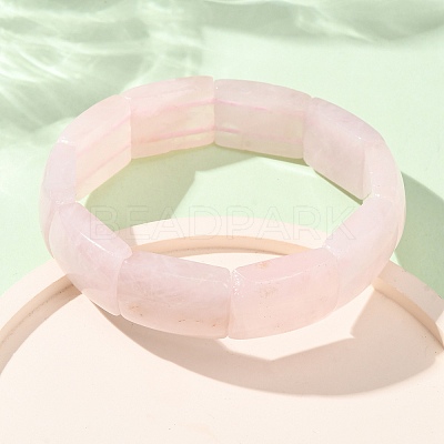Rectangle Natural Rose Quartz Beaded Stretch Bracelets for Women Men GG-CBA9ACE-C07-1