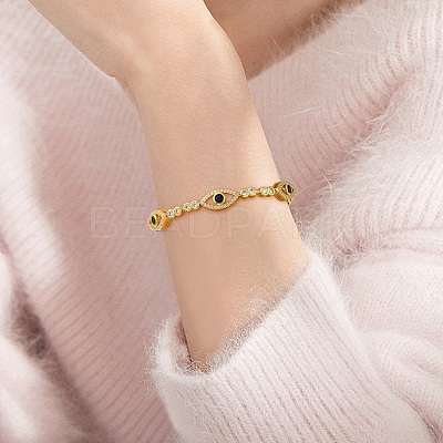 Horse Eye Cubic Zirconia Slider Bracelet BJEW-SZ0002-08A-1