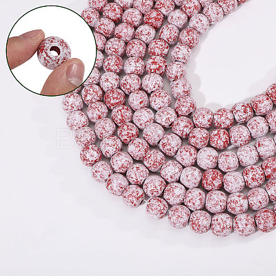 Christmas Wood Round Beads Hanging Ornaments HJEW-CA00081-1